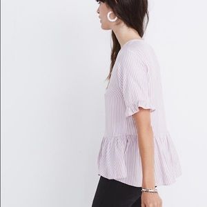 Madewell Studio Ruffle-Hem Top in Lavender Stripe